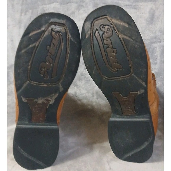 Ariat Tan Leather Ostrich Womens Boots 6 M Lace Up Western 16303 Farm Work READ - Picture 16 of 16